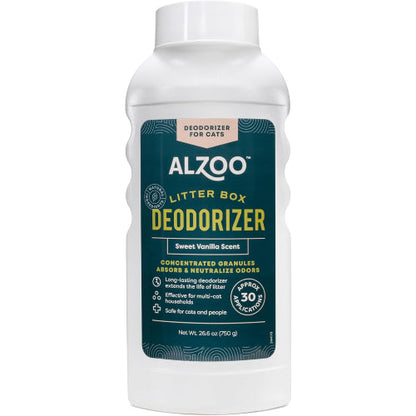 Alzoo مزيل روائح فضلات القطط حبيبات فانيليا حلوة معطرة 26.6 أونصة.