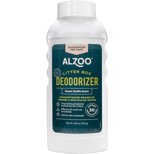 Alzoo مزيل روائح فضلات القطط حبيبات فانيليا حلوة معطرة 26.6 أونصة.