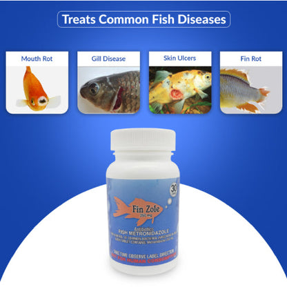Fish Zole 250mg Tablet for Aquarium Fish – 30 Count – Water Care Support