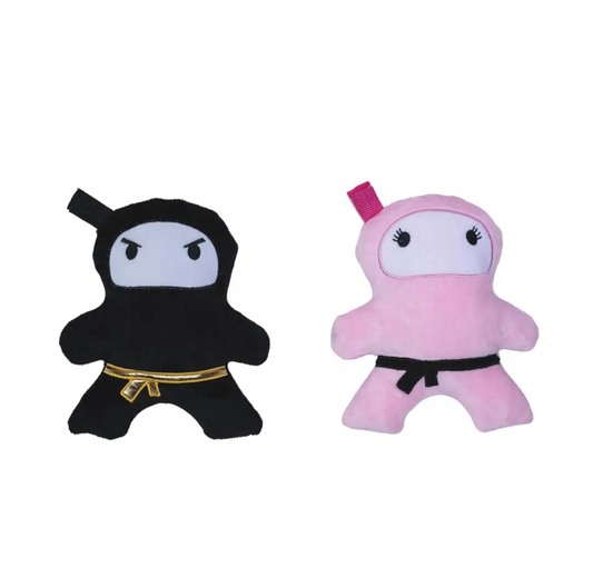 Set Hadiah Mainan Anjing Mewah Ninja Pink & Hitam – dengan Squeaker & Kertas Berkerut untuk Bermain Seru