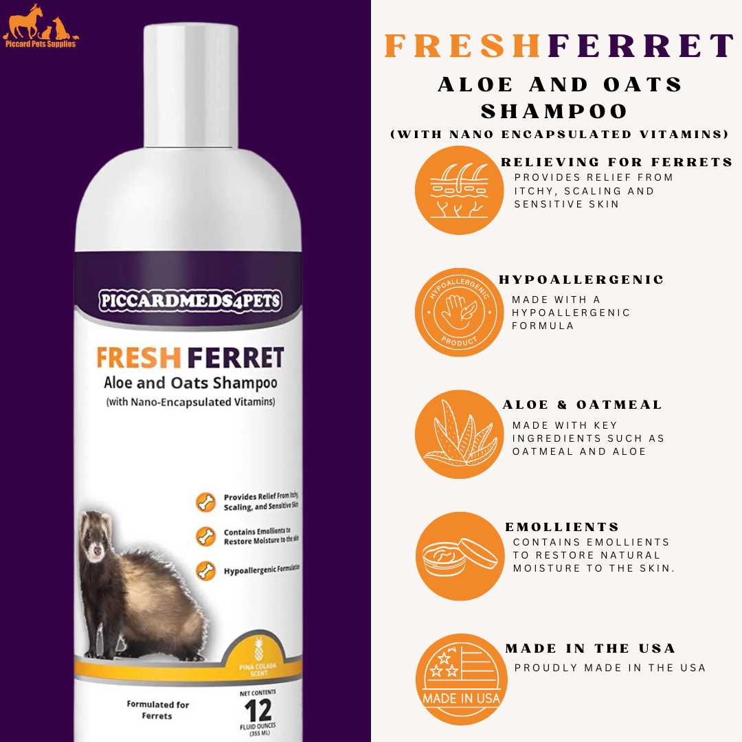 Piccardmeds4pets Ferret Aloe Oats Shampoo + Marshall Leisure Lounge Hammock Combo Set