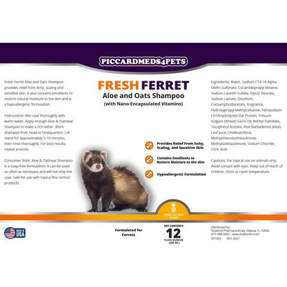 Piccardmeds4pets Shampo Aloe dan Oat Segar untuk Ferret 12 oz. + Bandana GRATIS!