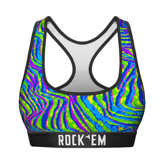 Women's Sports Bra - Neon Wave