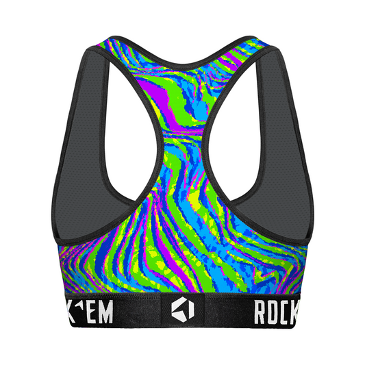 Women's Sports Bra - Neon Wave