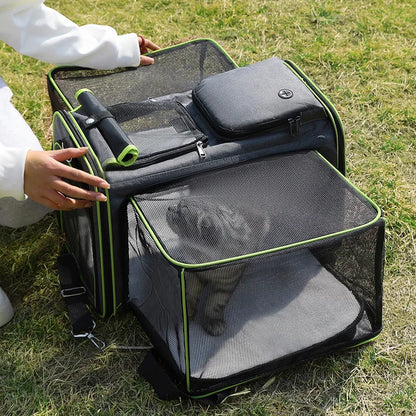 Cat Bag Foldable Large Capacity Cat Outdoor Car Expansion Portable Pet Handbag Breathable Diagonal Cross Bag for Cats and Dogs