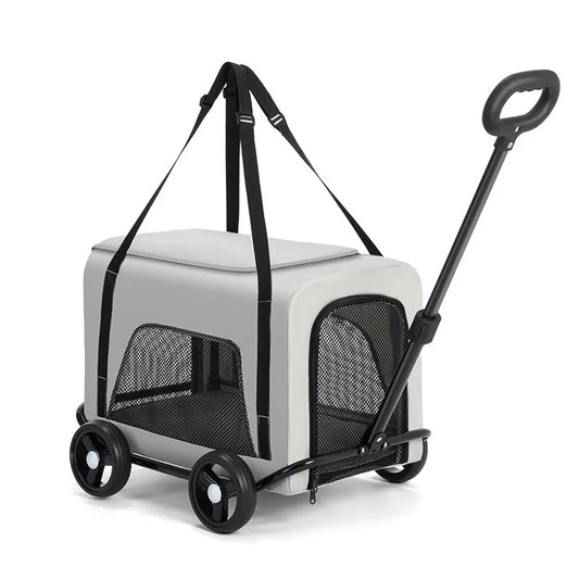 2-in-1 Small Pet Stroller + Pet Backpack for Dogs and Cats Small Pet Stroller for Going Out Lightweight and Foldable pet carrier