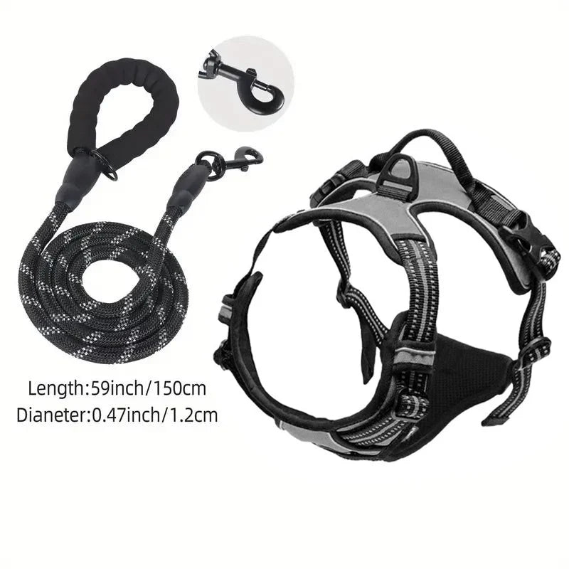 Service Dog Harness Front Clip Heavy Duty Reflective Easy Control Handle for Large Dog Walking，Easy to Control for Small Medium