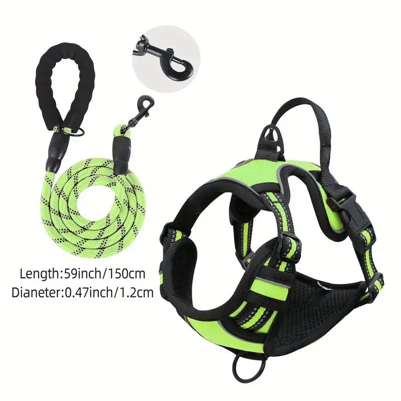 Service Dog Harness Front Clip Heavy Duty Reflective Easy Control Handle for Large Dog Walking，Easy to Control for Small Medium