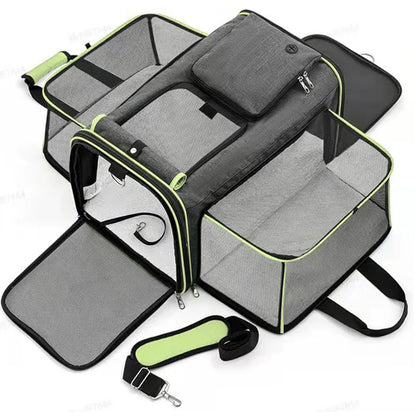 Cat Bag Foldable Large Capacity Cat Outdoor Car Expansion Portable Pet Handbag Breathable Diagonal Cross Bag for Cats and Dogs