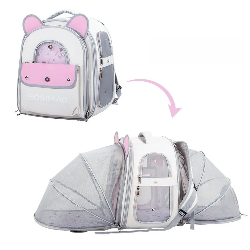 2-in-1 Cat Carrier Backpack Dual Expandable Backpack Foldable Breathable Carrier Pets and Small Dogs transporte pet backpack