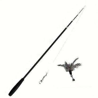 Interactive Long Extendable Pole Cat Toy with Artificial Feathers Pet Supplies for Cats Pet Toy