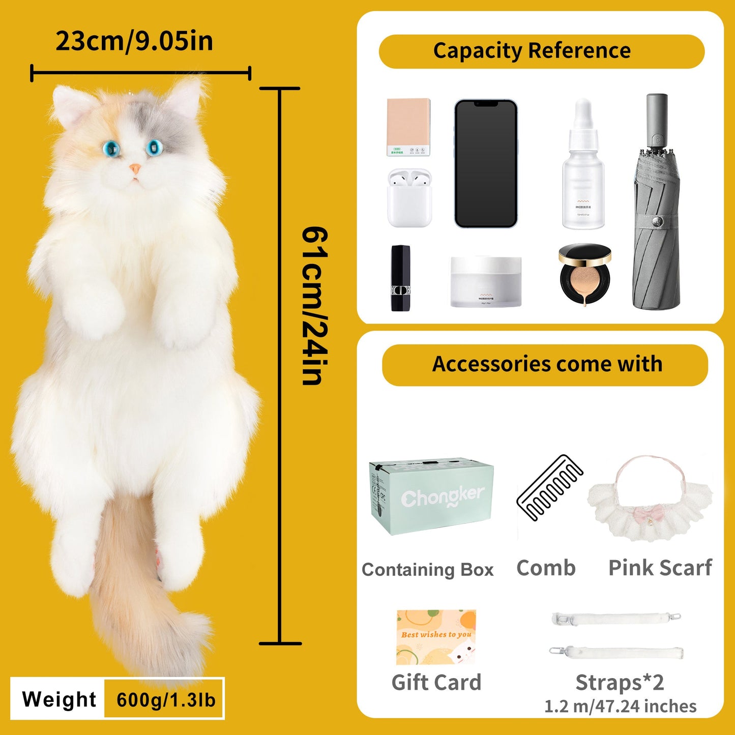 Fairy Light-calico Cat Backpack –Handmade Glowing Plush Gift