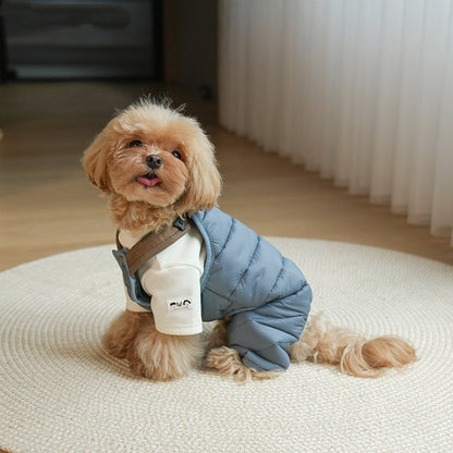 Pet Puppy Jumpsuit With Straps Cotton Padded Coat