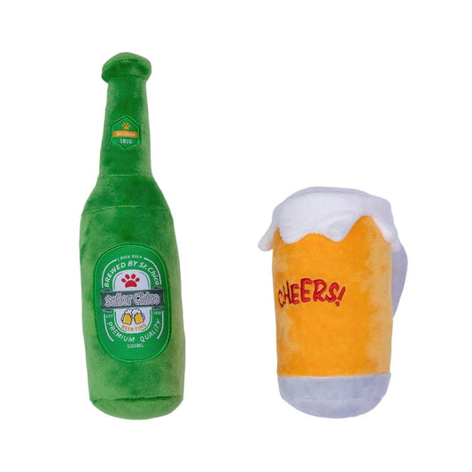 Set Hadiah Mainan Anjing Mewah Cheers-Beers – dengan Squeaker & Kertas Berkerut untuk Bermain yang Menyenangkan