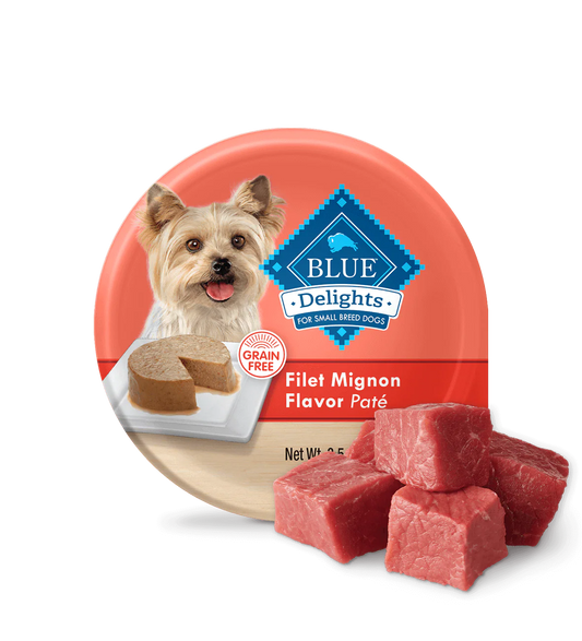 Makanan Anjing Basah Blue Buffalo Delights Small Breed Adult Dog Filet Mignon Pate (3.5oz)