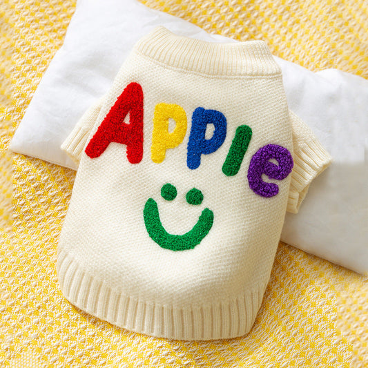 Small Dog Sweaters Knitted Pet Warm Colorful Letter Embroidery Dog Sweatshirt Winter Clothes Kitten Puppy Sweater Doggy Apparel Costumes