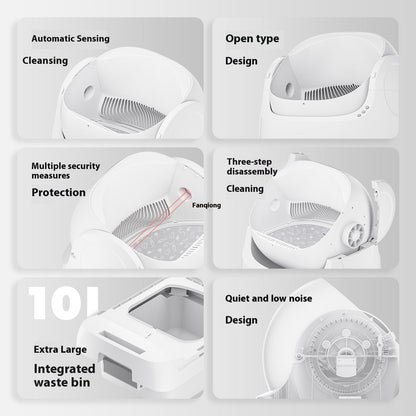 Open Automatic Litter Box White Deodorant