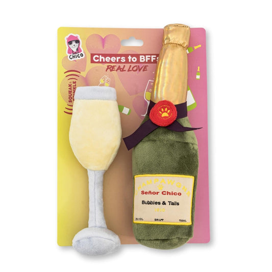 Set Hadiah Mainan Anjing Mewah Champawgne-Cheers – dengan Squeaker & Kertas Berkerut