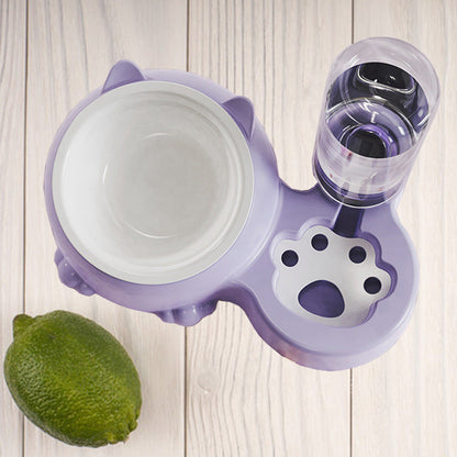 Double Bowl Ceramic Pet Automatic Dog Water Bowl Stainless Steel Cat Bowl