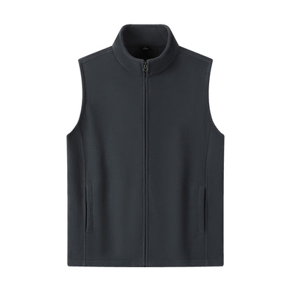 Zipper Stand Collar Double-sided Fleece Cardigan Fleece Vest