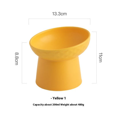 Oblique Mouth High Foot Candy Color Cat Bowl