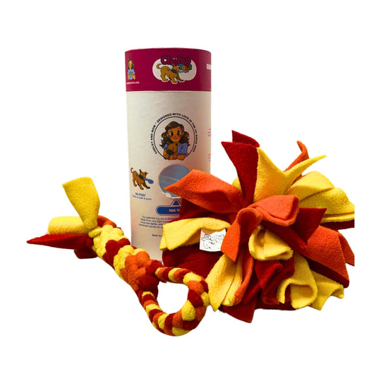 3-in-1 Mainan Anjing: Tug, Dispenser Camilan, & Snuffle Ball Orange