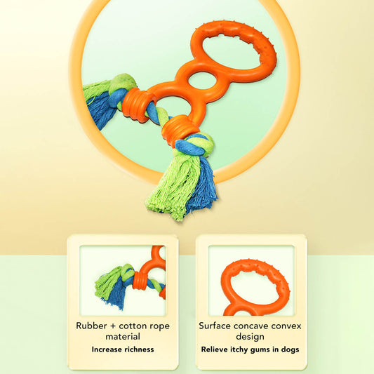 Dog Rubber Ring Rope Toy Safe Portable Dog Chew Teething Toy For Training Teeth Cleaning Gum Massage