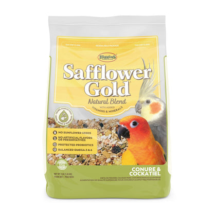 Higgins Safflower Gold Conure Cockatiel Lovebird Food 3lb No Sunflower Peanuts