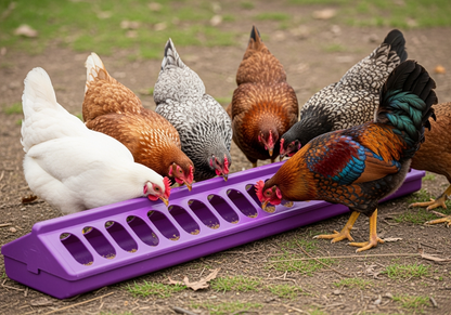 Little Giant 20" Plastic Flip-Top Poultry Ground Feeder, Purple Chickens Birds 2-Pack