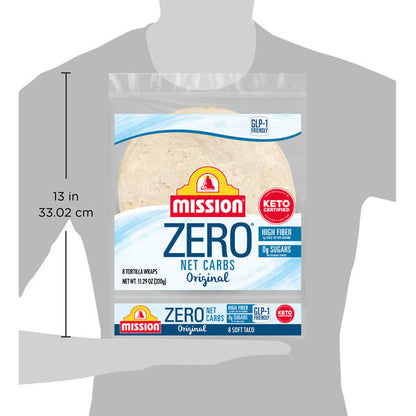 Mission Zero Net Carbs Original Flour Tortillas, Soft Taco Size, 8 Count