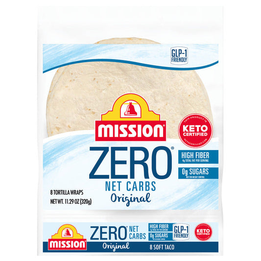 Mission Zero Net Carbs Original Flour Tortillas, Soft Taco Size, 8 Count