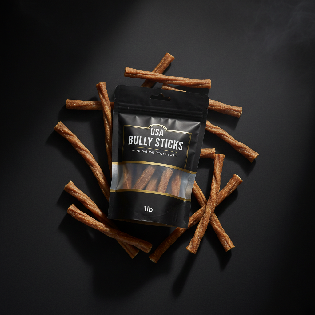 Premium dark background bully sticks