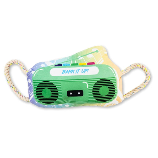 Mainan Anjing Mewah Boombox Retro – dengan Squeaker & Kertas Berkerut untuk Bermain Seru