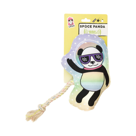 Mainan Anjing Mewah Panda Luar Angkasa – dengan Squeaker & Kertas Berkerut untuk Bermain Menyenangkan