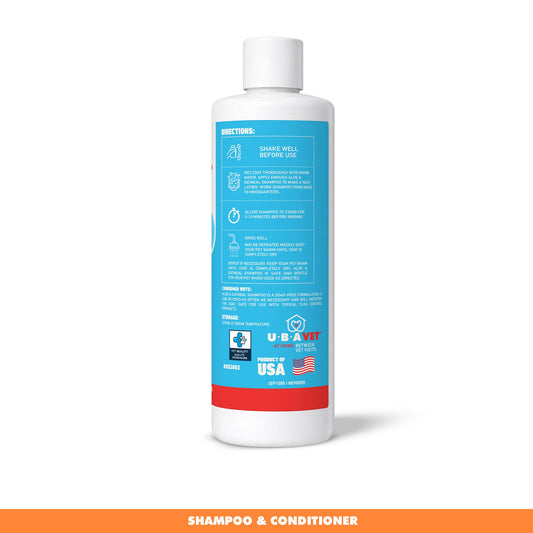 Sampo UBAVET Lidah Buaya & Oat untuk Anjing & Kucing – Pembersih Lembut, Melembapkan untuk Kulit Sensitif (16.9 fl oz / 500ml)