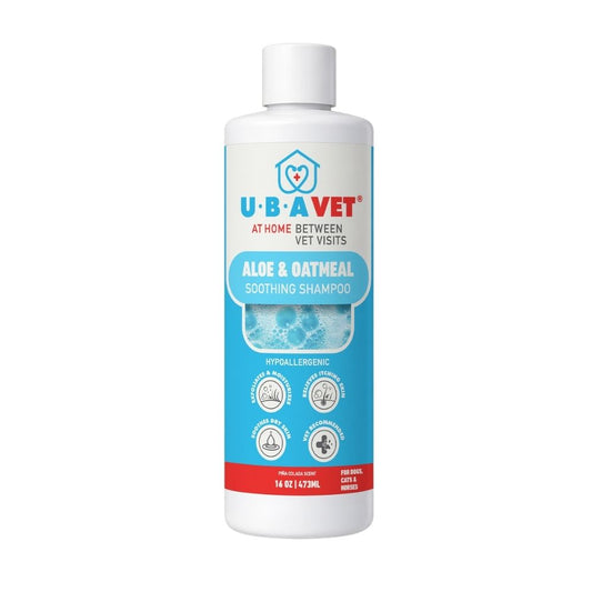 Sampo UBAVET Lidah Buaya & Oat untuk Anjing & Kucing – Pembersih Lembut, Melembapkan untuk Kulit Sensitif (16.9 fl oz / 500ml)