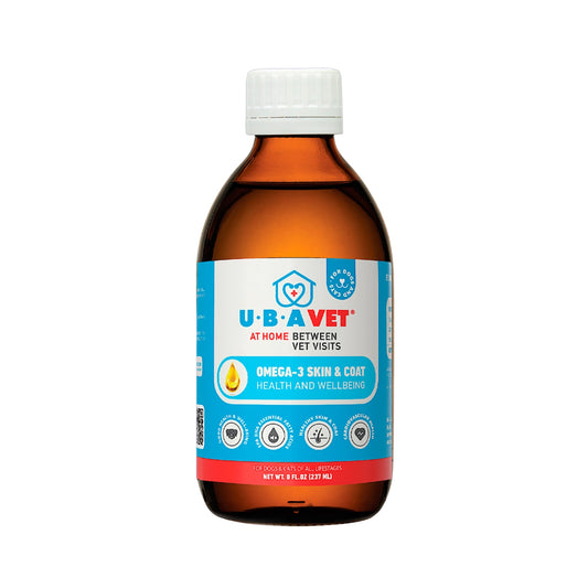 UBAVET Omega-3 Cairan Kesehatan Kulit & Bulu serta Kesejahteraan untuk Anjing & Kucing – 8 fl oz / 237 ml