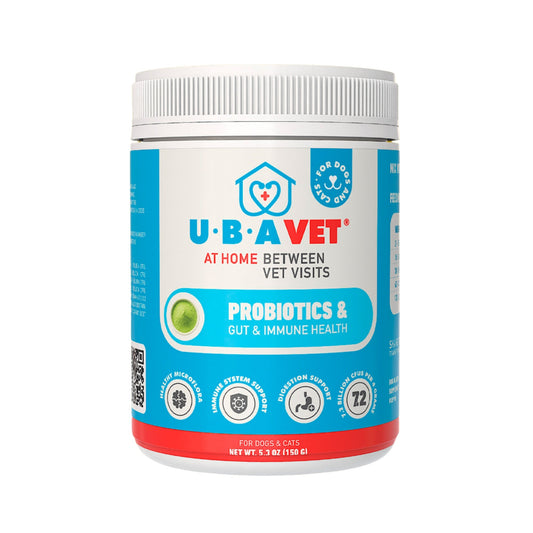 UBAVET Probiotik & Penunjang Kesehatan Pencernaan + Kekebalan Tubuh untuk Anjing & Kucing – Bubuk 5.3 oz / 150 g