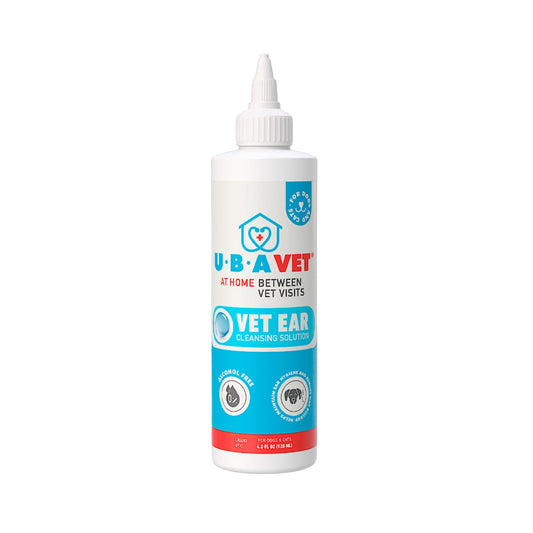 UBAVET Larutan Pembersih Telinga Hewan untuk Anjing & Kucing – (4 fl oz / 120ml)