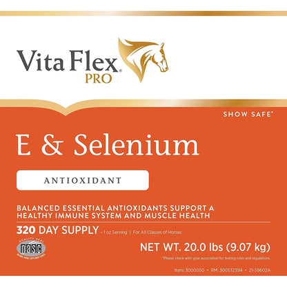 Vita Flex E and Selenium Supplement for Horses 20lbs. 320 Day Supply