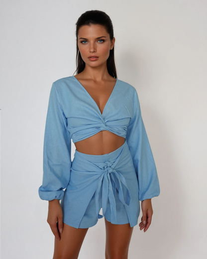 Wrap Short - Blue Linen